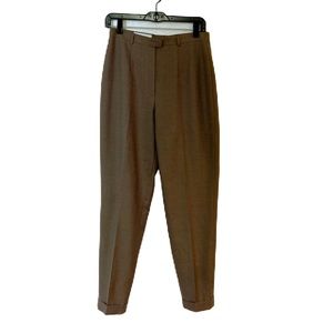 VTG Escada Couture Germany brown pleated front high waist Wool Trousers pants 38